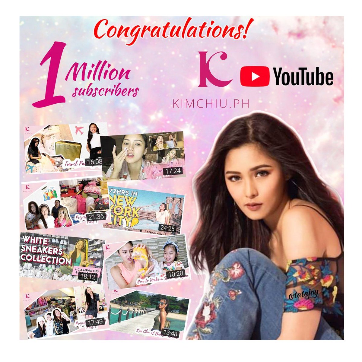 TataJoyyy's tweet photo. Yahooooo!!!!πππ Congratulations @prinsesachinita for reaching β€ 1 Million β€ Subscribers! Wow! @kimchiu_ph π #KimChiu1MillionLiveParty
#WeLoveCHIU #CHIUgether #SpreadTheLOVEandGOODVIBES https://t.co/0PFr1hfbZY