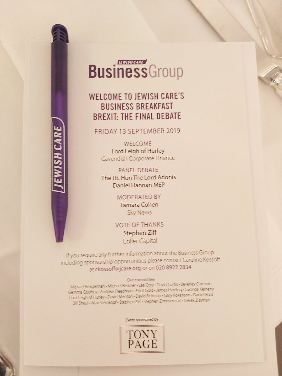 Full room at <a href="/ClaridgesHotel/">Claridge’s</a> for <a href="/Jewish_Care/">Jewish Care</a> business breakfast. Brexit - The Final Debate!