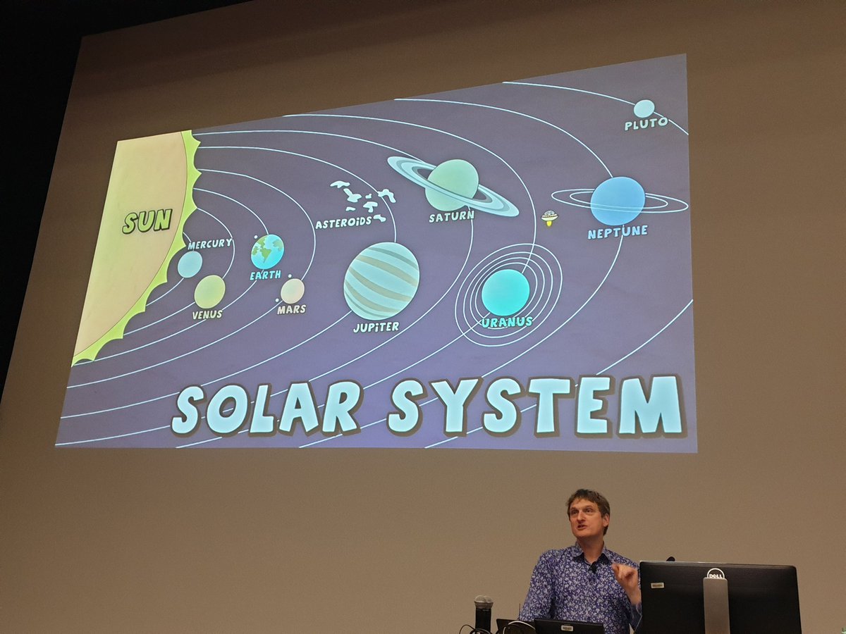 ScienceUoA's tweet photo. Not one of the solar systems we have discovered looks anything like ours! #VCsLectures2019 @REasther https://t.co/kj6p08IseS