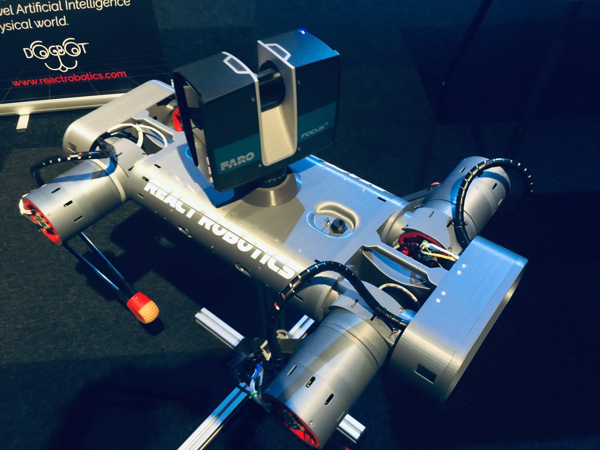 We’re at the 150 anniversary of <a href="/WeAreMcAlpine/">Sir Robert McAlpine</a> with @dfowkes_faro and the #faro FOCUS scanner mounted on #DogBot - demoing Build Progress Verification. @faroeurope #ml #ai #quadruped #robot