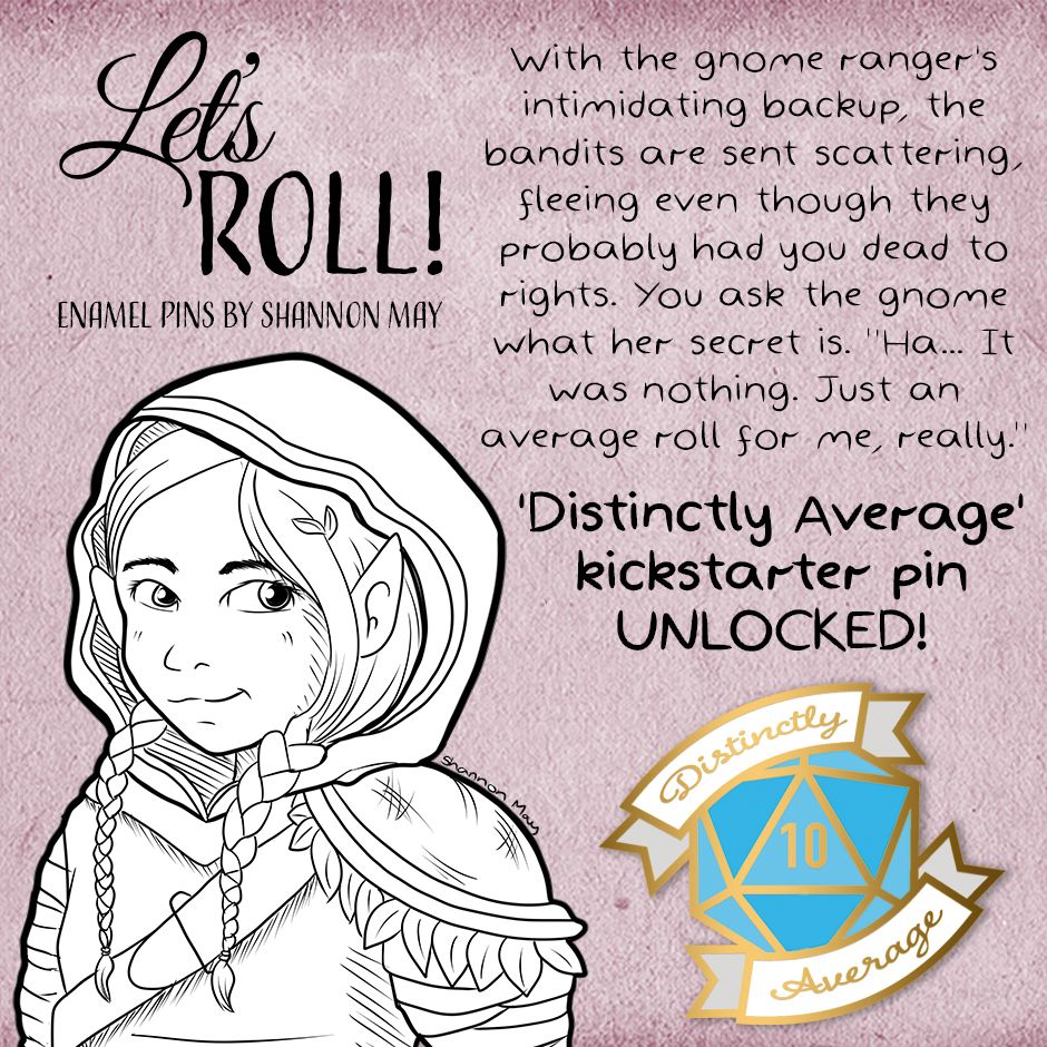 SmaydayDraws's tweet photo. The 'distinctly average' #dice #pin has been unlocked on the 'Let's ROLL!' #kickstarter - yay! Secure yours today on my enamel pin kickstarter, along with a plethora of other #ttrpg themed pins: https://t.co/uUk8fO0DCI #DnD #tabletopgaming #diceproblems https://t.co/oiEA8IgJMh