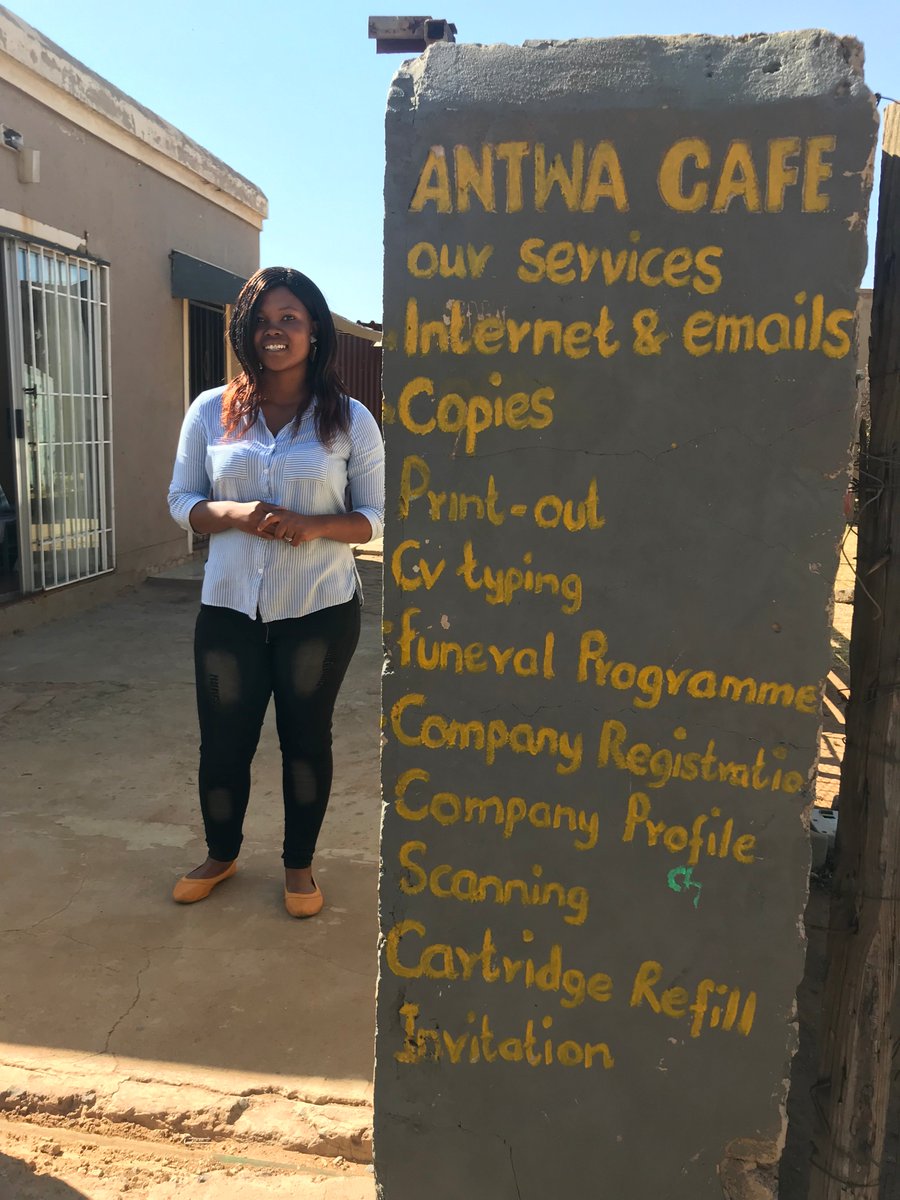 Official_SABC1's tweet photo. @n_wandile Our 3rd stop was in the Vaal ko Evaton where Anna Grewe operates!
She & her partner run an Internet Cafe called #AntwaCafe, they assist young people in compiling CVs and also provide computer lessons to empower the youth in their community with computer skills. #SABC1ThePlug https://t.co/uTYVa5rriN