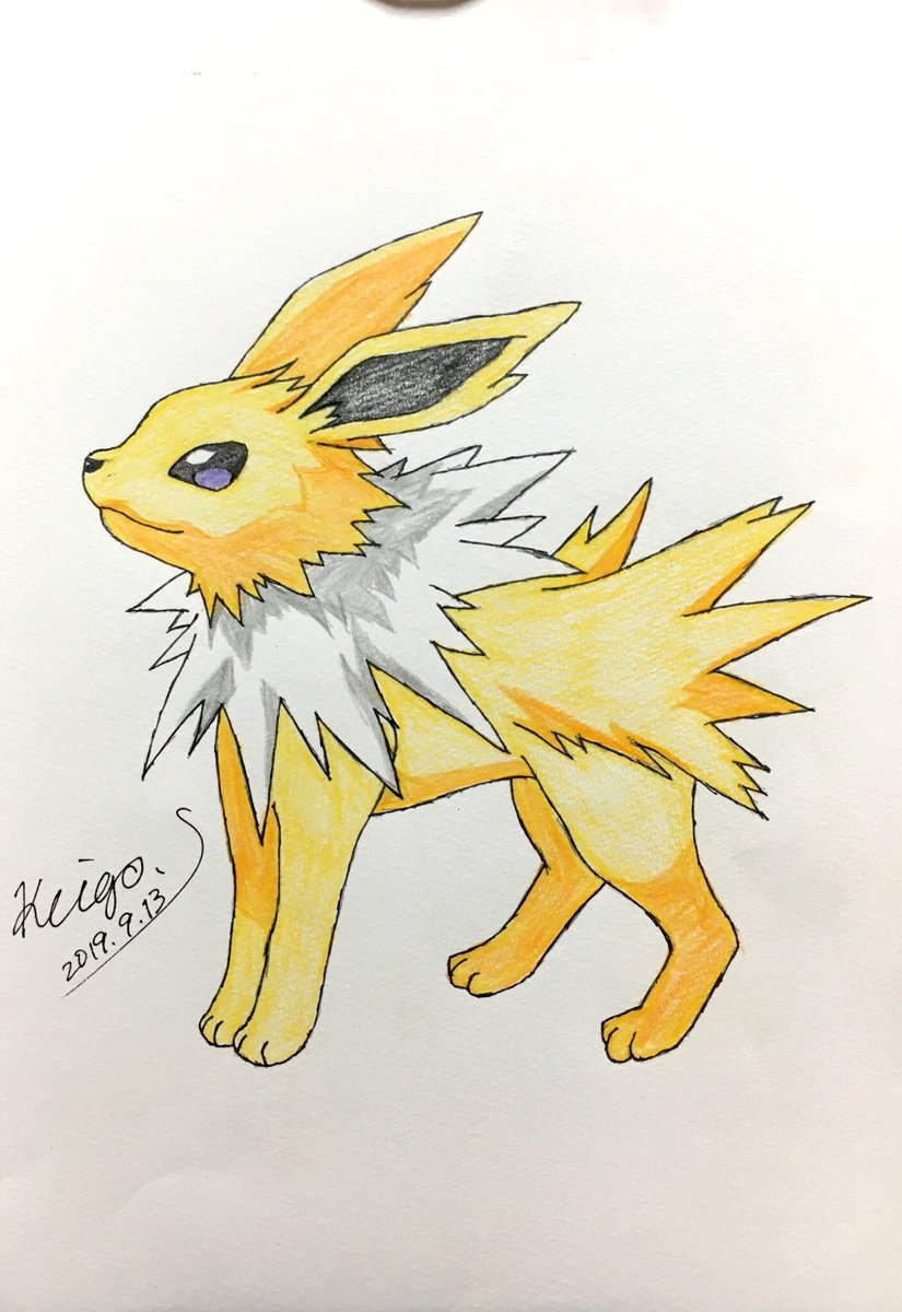 Keigo S Nana民 Twitterren ポケットモンスター シリーズのイーブイの進化系のサンダースを描いてみました 模写 サンダース ブイズ ポケモン ポケモン好きと繋がりたい アナログ絵描きさんと繋がりたい