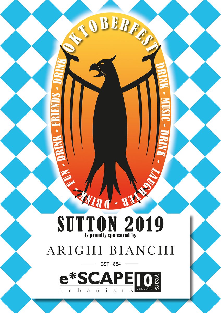 RogerLomas's tweet image. Sutton’s famous Oktoberfest is fast approaching and the organisers would like to thank our sponsors this year.

Arighi Bianchi and e*SCAPE Urbanists.

Their kind support has contributed to the purchase of the beer and other upfront costs, so raise a glass to them on the night!