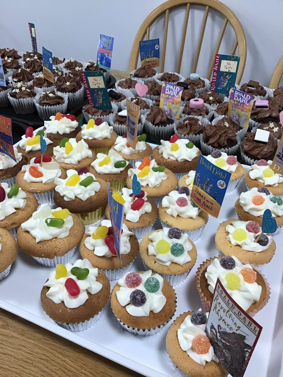 Rumworth's tweet photo. Look at all these cakes! Huge thanks to @rumworthbistro for making and decorating all the goodies for the Roald Dahl cake sale 🧁🍰 #todayatrumworth #wearerumworthschool https://t.co/75MYmDyPnp