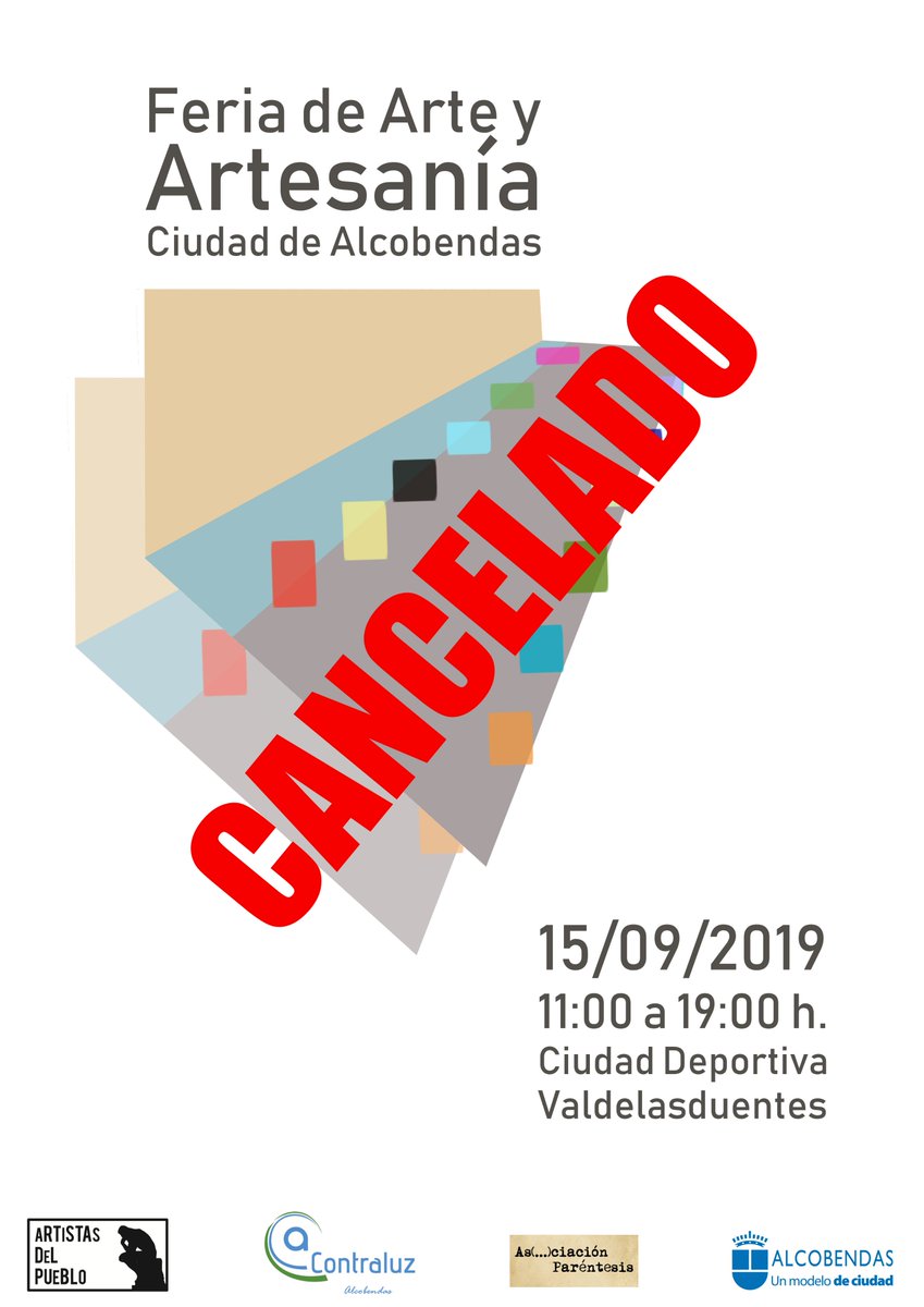 ALCBDS_Asociaci's tweet photo. Debido a las malas previsiones meteorológicas se cancela la edición especial de Paseo del Arte y la Artesanía de este domingo. @ARTISTASDP https://t.co/8kHvT9XqLS