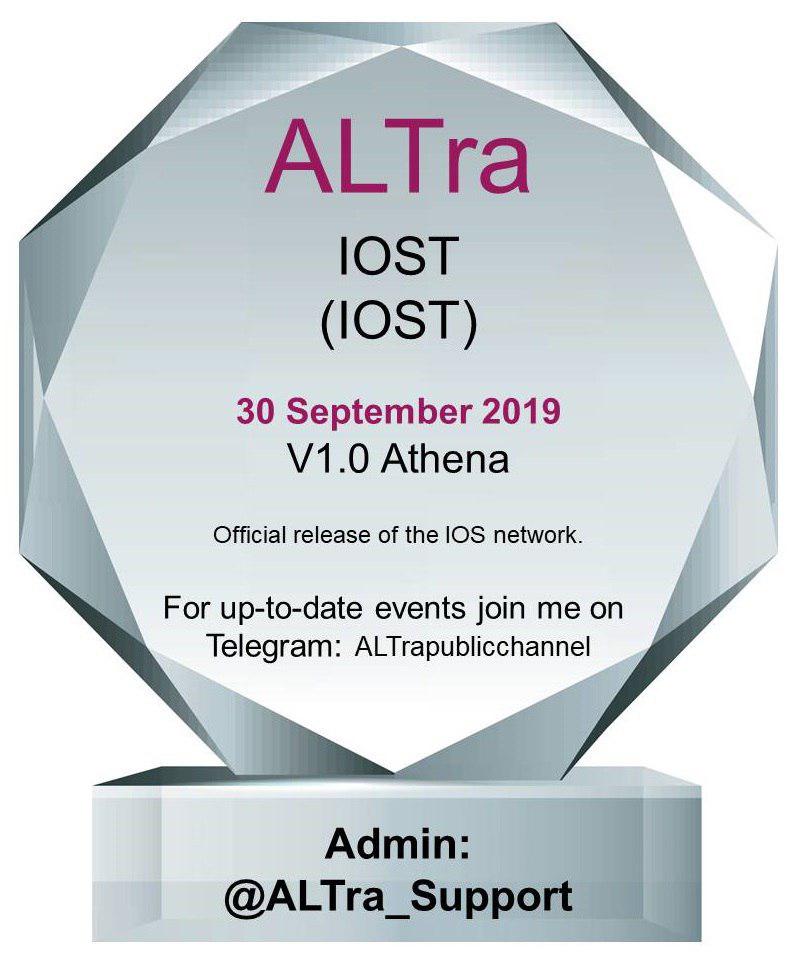 ALTra_Diamond's tweet photo. 30 September Event

$IOST V1.0 Athena. Official release of the IOS network.

#iost #cryptoevent #crypto #btc #altcoin #alts #cryptocurrency #ios #network https://t.co/X8PjpvqwBd