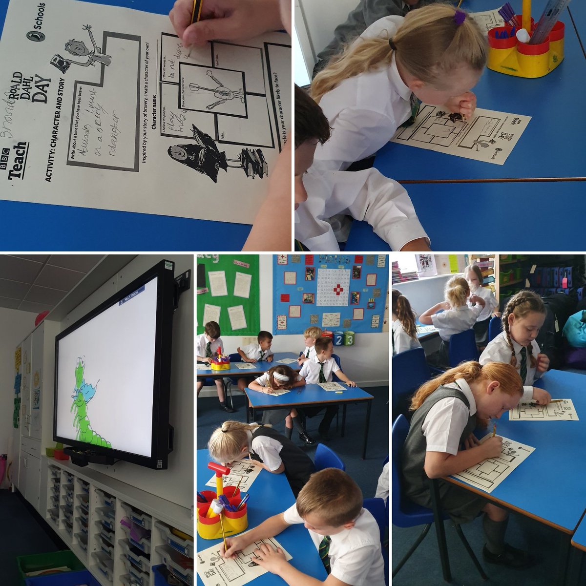 MissOsborn5's tweet image. It&apos;s #RoaldDahlDay today and Year 4 have been joining in with #BBCTeach to create their own character and story inspired by Roald Dahl! We had some fantastic ideas by the children, well done! @mesne_lea 📖✏