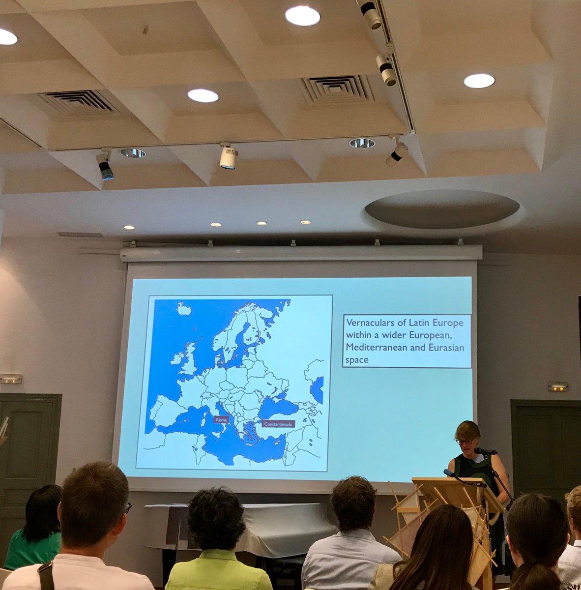 CentreMdvLit's tweet photo. Our final day of #movingforms in Athens begins with co-director of @CentreMdvLit, Elizabeth Tyler's keynote ‘Connected Vernaculars of Latin Europe, c. 350-c.1100’ #medievaltwitter https://t.co/42cxwuxia8