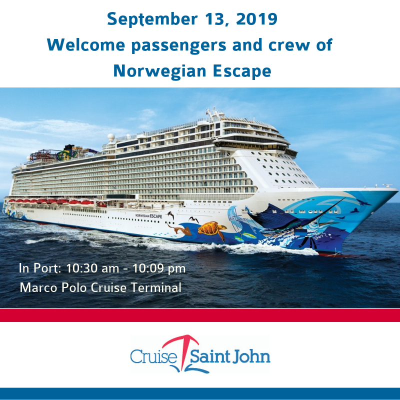 PortSaintJohn's tweet photo. Welcome to guests and crew of Norwegian Escape, in Port today from 10:30 AM- 10 PM. Enjoy your day in #SaintAwesome! https://t.co/bG19dOYw0O
