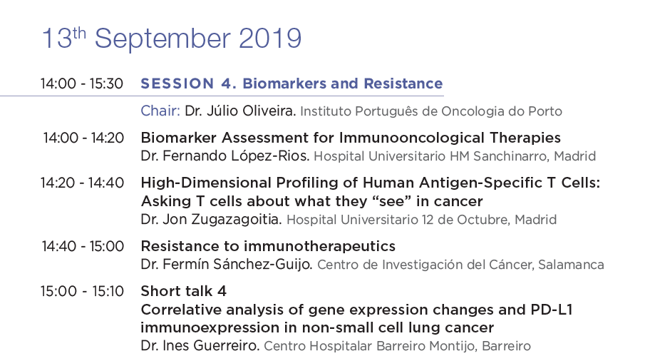 ASEICAnews's tweet photo. Arranca la cuarta sesión bajo el título ‘Biomarkers and resistance’, moderada por Júlio Oliveira de IPO-Porto #AAIM19 #ASEICAcancer #ASEICAinvestiga #Inmunoterapia https://t.co/8SNtd7AxjM