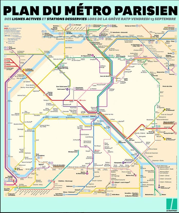 DaneMarseille's tweet photo. As-tu trouvé un check pour quitter Paris ce vendredi #dansletgv avec ton abo #idtgvmax2? Voici une carte du métro ce jour de #greveratp https://t.co/GgO9ujX6r6