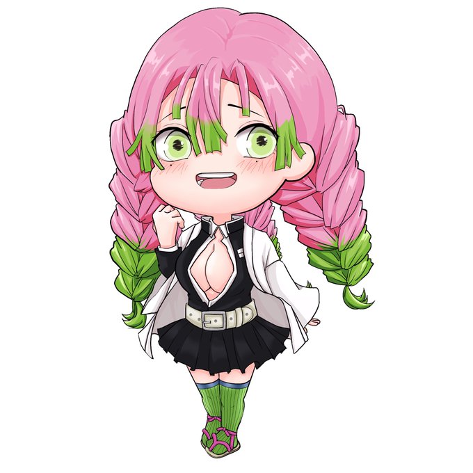 満バン@skeb募集さんがTwitterに投稿した甘露寺蜜璃(鬼滅の刃)のイラスト。