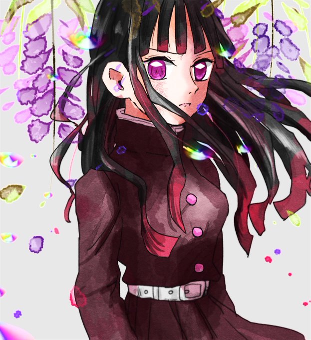 ゆんちさんがTwitterに投稿した栗花落カナヲ(鬼滅の刃)のイラスト。