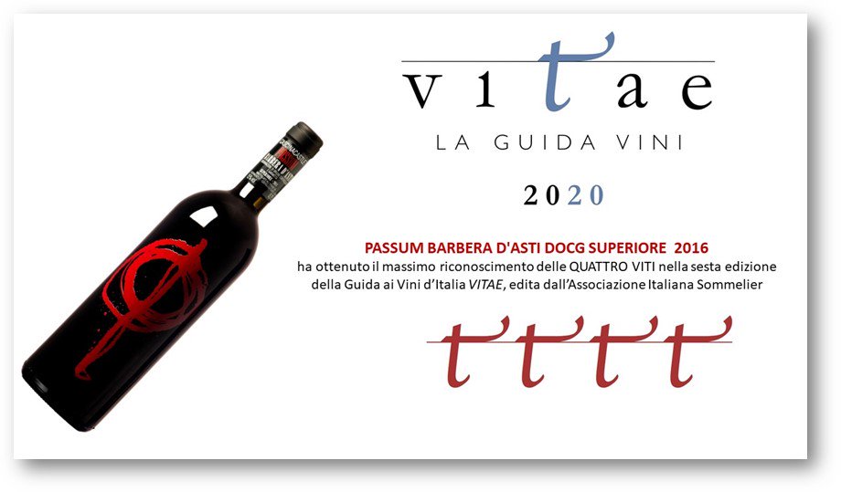 cascinacastlet's tweet photo. Le #QuattroViti, massimo riconoscimento della Guida ai Vini d’Italia VITAE 2020 #Ais, sono state assegnate al nostro #Passum #Barbera d'Asti superiore 2016! https://t.co/eL49NQKxpf