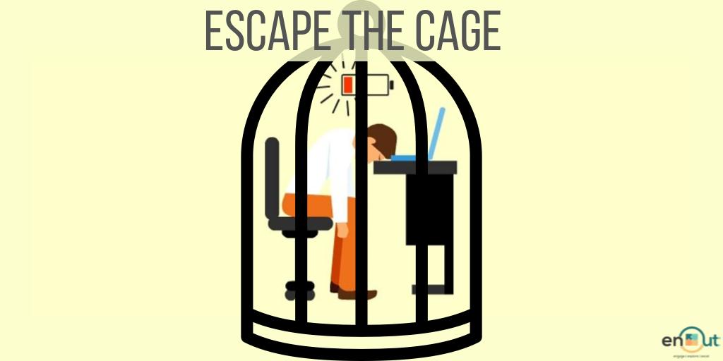 EnoutIn's tweet photo. The key to escape this cage is a blend of #EmployeeEngagement, a #positiveworkculture, #teamwork and #WorkLifeBalance!

#EmployeeExperience #HumanResources #Burnout #Mentalhealth #FridayFeeling #Corporate #employees #workplace #work #hr #officelife https://t.co/JJHC81YfwN