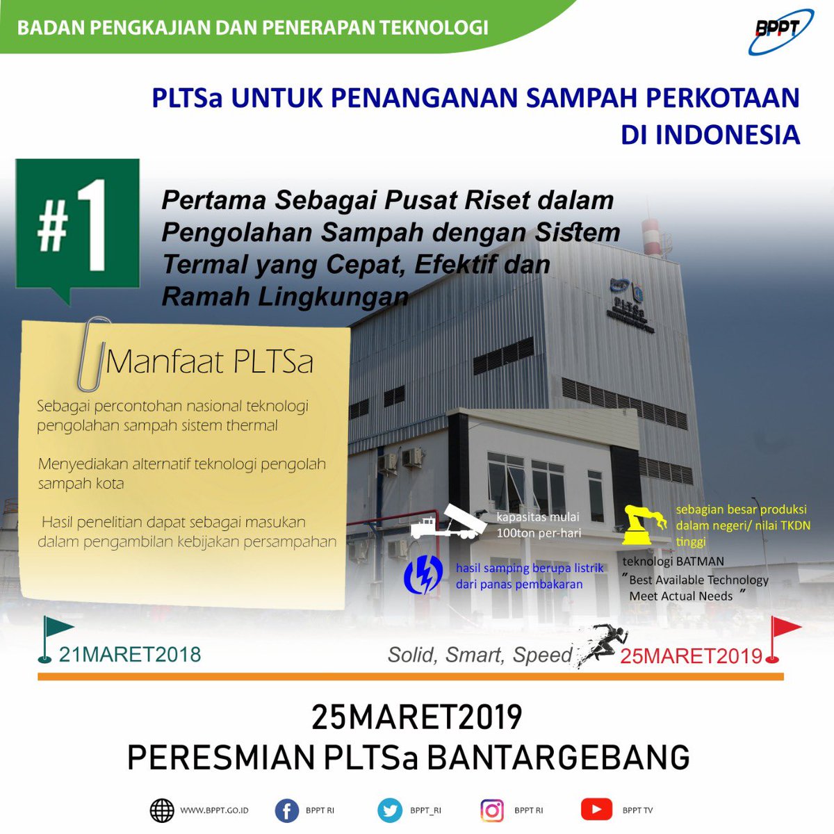 PLTSaMerahPutih's tweet image. PLTSa sebagai Pusat Riset dalam Pengolahan Sampah dengan Sistem Termal yang Cepat, Efektif dan Ramah Lingkungan

#BPPT_RI
#BPPTSolidSmartSpeed
#PLTSaMerahPurih