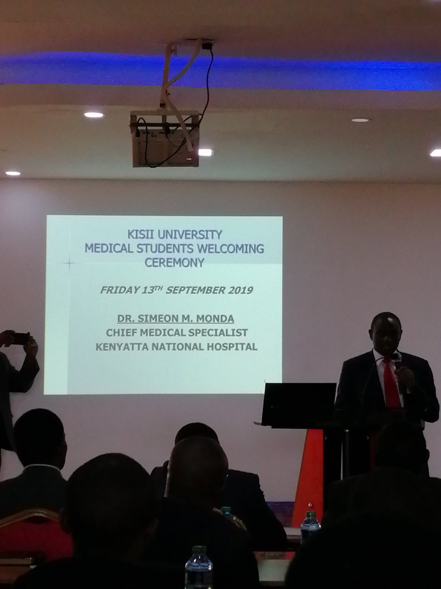 Dr Simeon Monda addressing the pioneer group <a href="/MedicalKisii/">Kisii Medical School</a>