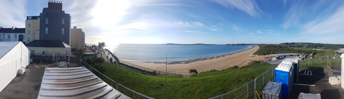 PembsDigital's tweet image. Tenby looking stunning this morning getting ready for @IRONMAN_Wales  😎