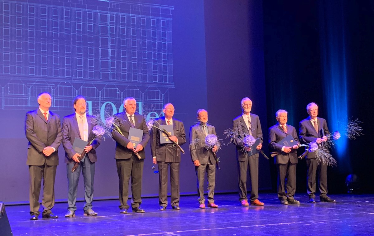 slice3d_si's tweet photo. At the Solemn Academy dedicated to 100 anniversary of the @ULFGGLjubljana, the golden plaques were given to @TU_Muenchen, @tuvienna - @geodepartment, prof. Erik Stubkjaer (Aalborg University), Acad. Prof. Peter Fajfar, Prof. Miran Saje, Prof. Rudi Rajar and Prof. Andrej Pogačnik https://t.co/rSqNNqPuCD