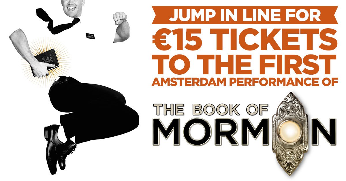 Grijp je kans om als ALLEREERSTE The Book of Mormon te zien tijdens een speciale #ForTheFans preview show op woensdag 25 september. Kom op 21 september naar de kassa van Koninklijk Theater Carré en scoor jouw tickets voor slechts €15 euro. Meer info: carre.nl/forthefans