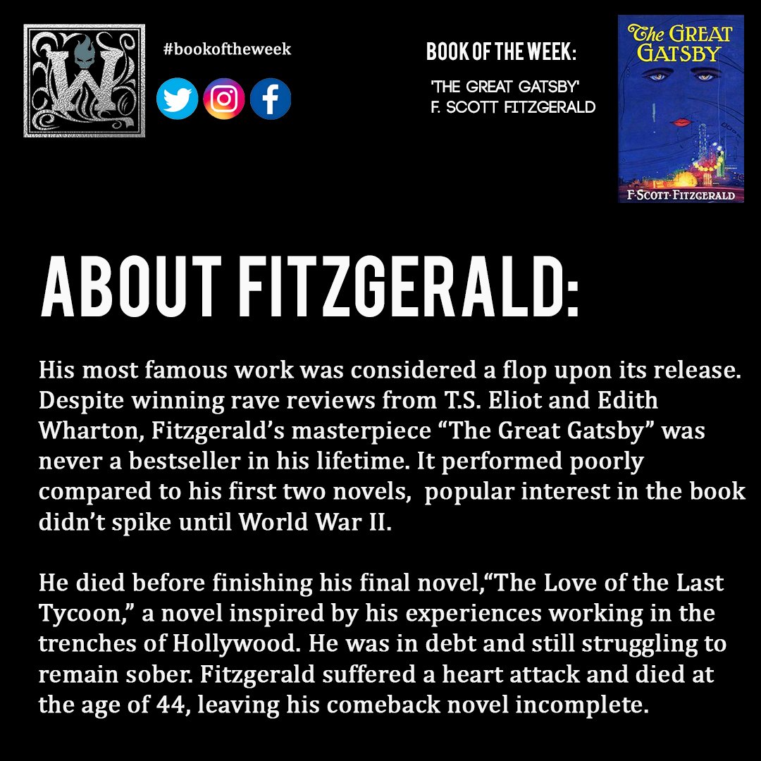 We've enjoyed delving into the book 'The Great Gatsby' this week! We hope you have too! 📚📕

Here's some facts you might not know about author, F. Scott Fitzgerald.