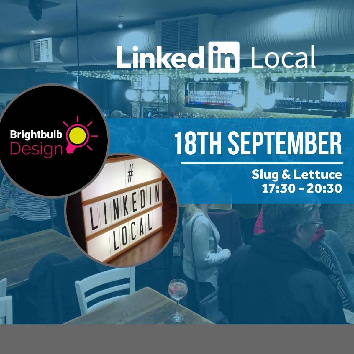 Thank you to <a href="/Brightbulb2/">BrightBulb Design</a> for supporting the #LinkedInLocal event next week. An open event for all to attend, you can book your place here - bit.ly/2UWWqsI
