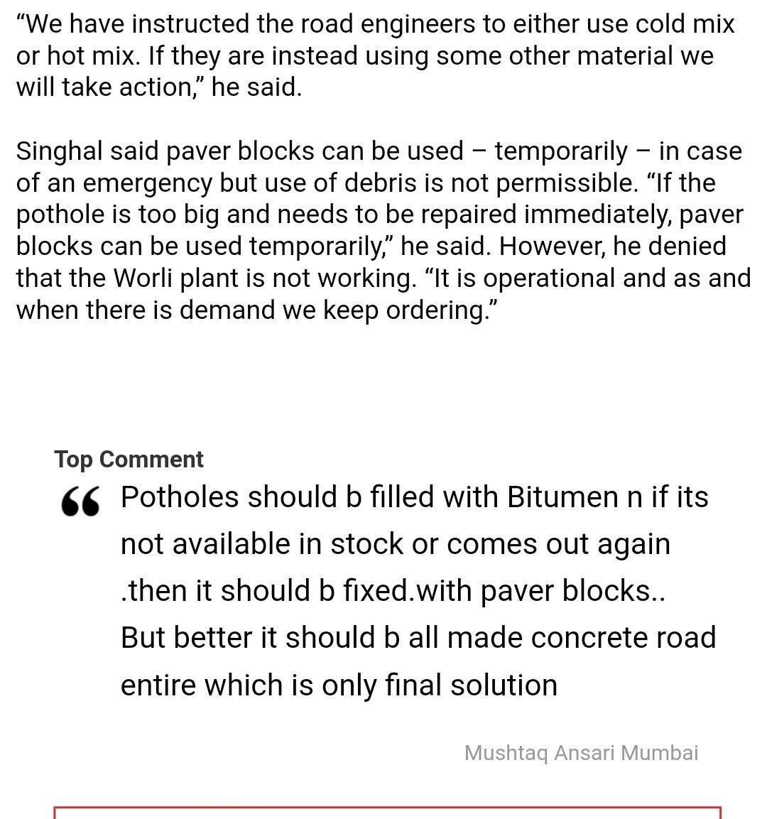 PotholeWarriors's tweet photo. Filling #Potholes with Debris is a Quick Fix &amp; was last &amp; alternate option for #CitizenGroups 
But it can't b expected same from corporation &amp; it was v funny to see that happening in broad day light, 
Pls do make Permanent Concrete Roads, pls pity on Commuters who suffers daily! https://t.co/2XVtAuZnKA