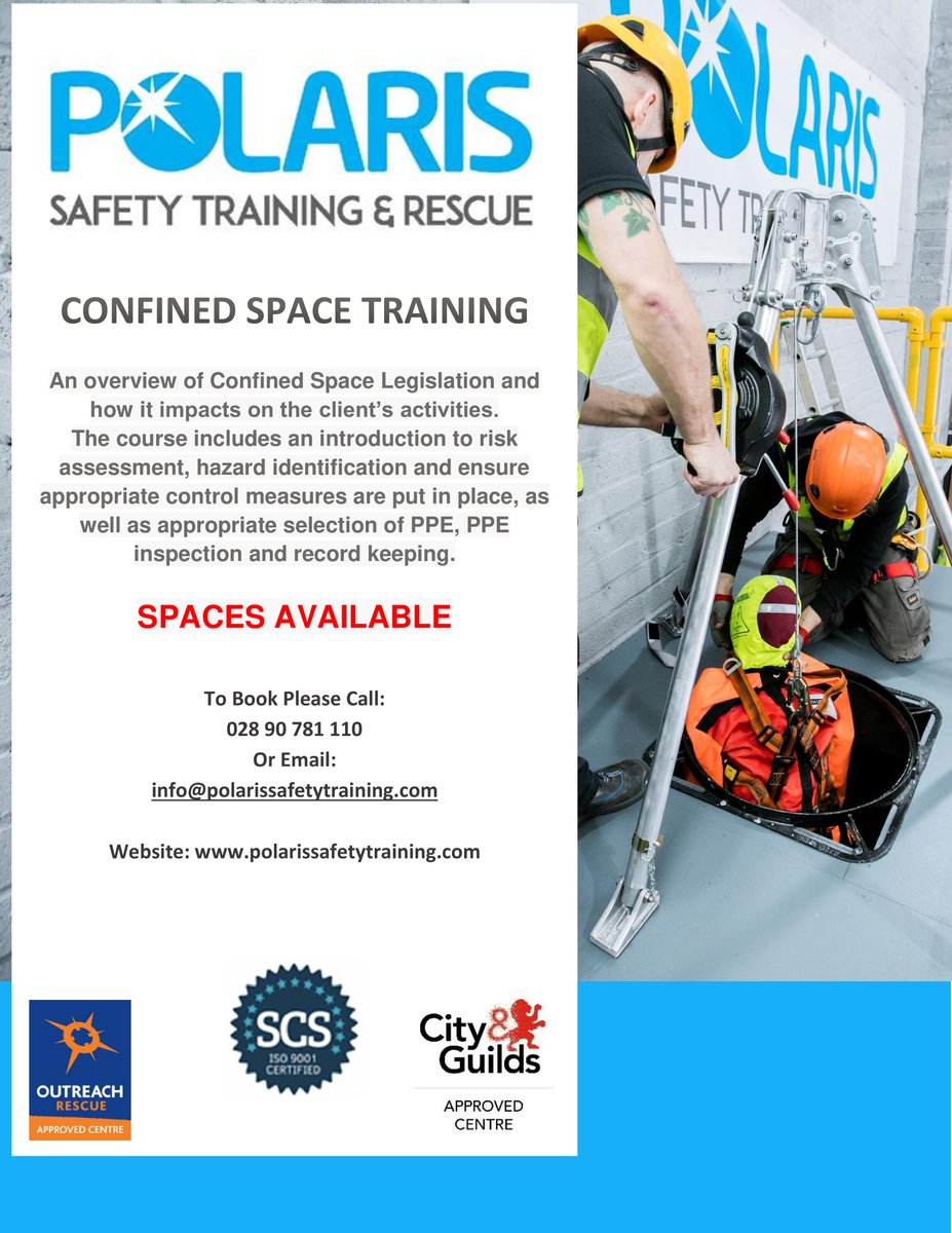 Polaris Safety Training (@polarisrescue) on Twitter photo CONFINED SPACES
To book, please call 02890 781110 or email info@polarissafetytraining.com
#ConfinedSpaces #SafetyTraining #Polaris #SafetyFirst CONFINED SPACES
To book, please call 02890 781110 or email info@polarissafetytraining.com
#ConfinedSpaces #SafetyTraining #Polaris #SafetyFirst
