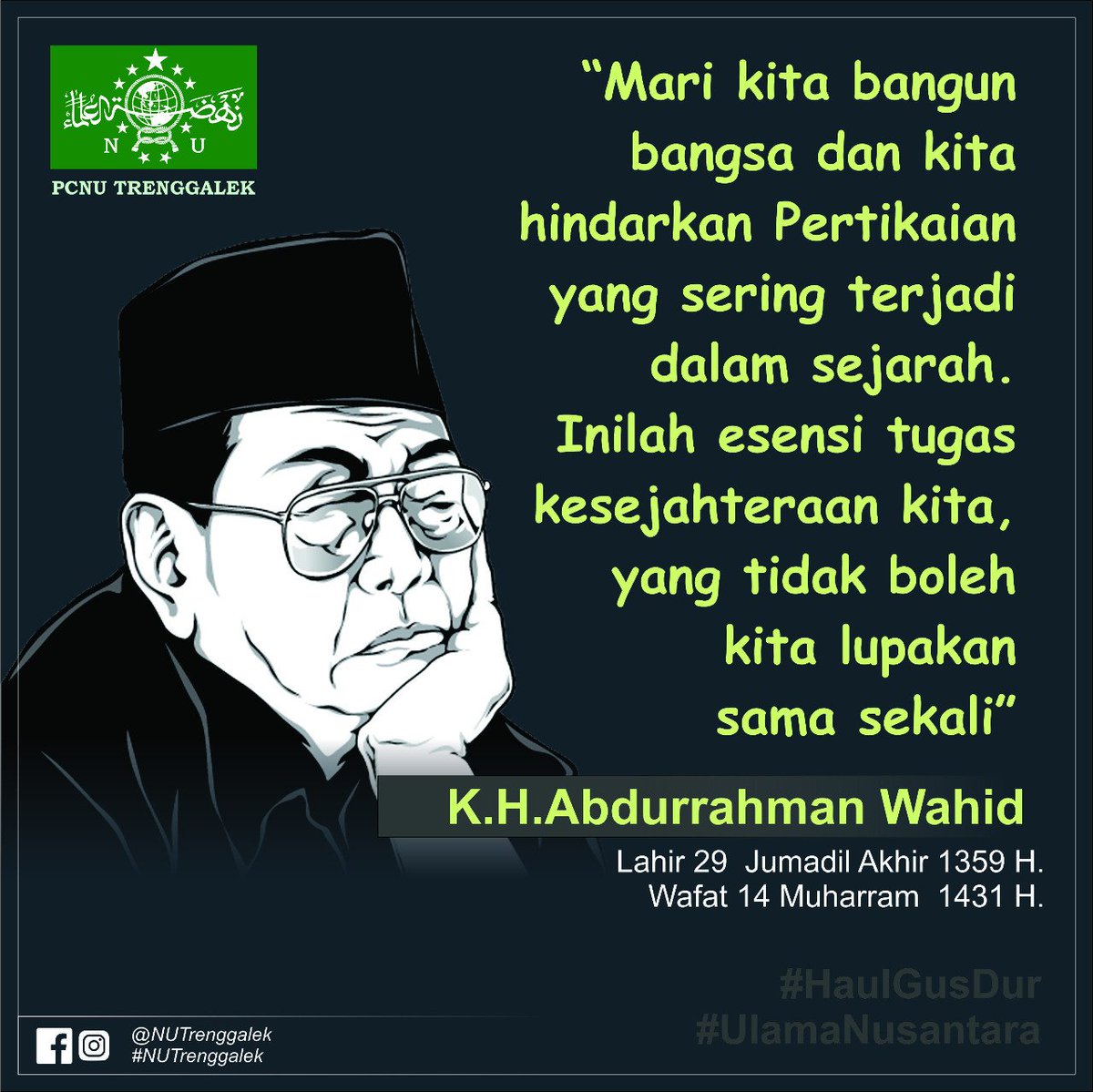 CakDiki09283312's tweet photo. Bangsa yang kuat adalah mereka yang bersatu.

#HaulGusDur
#NUMillenialJatim https://t.co/vTxj18CG8W