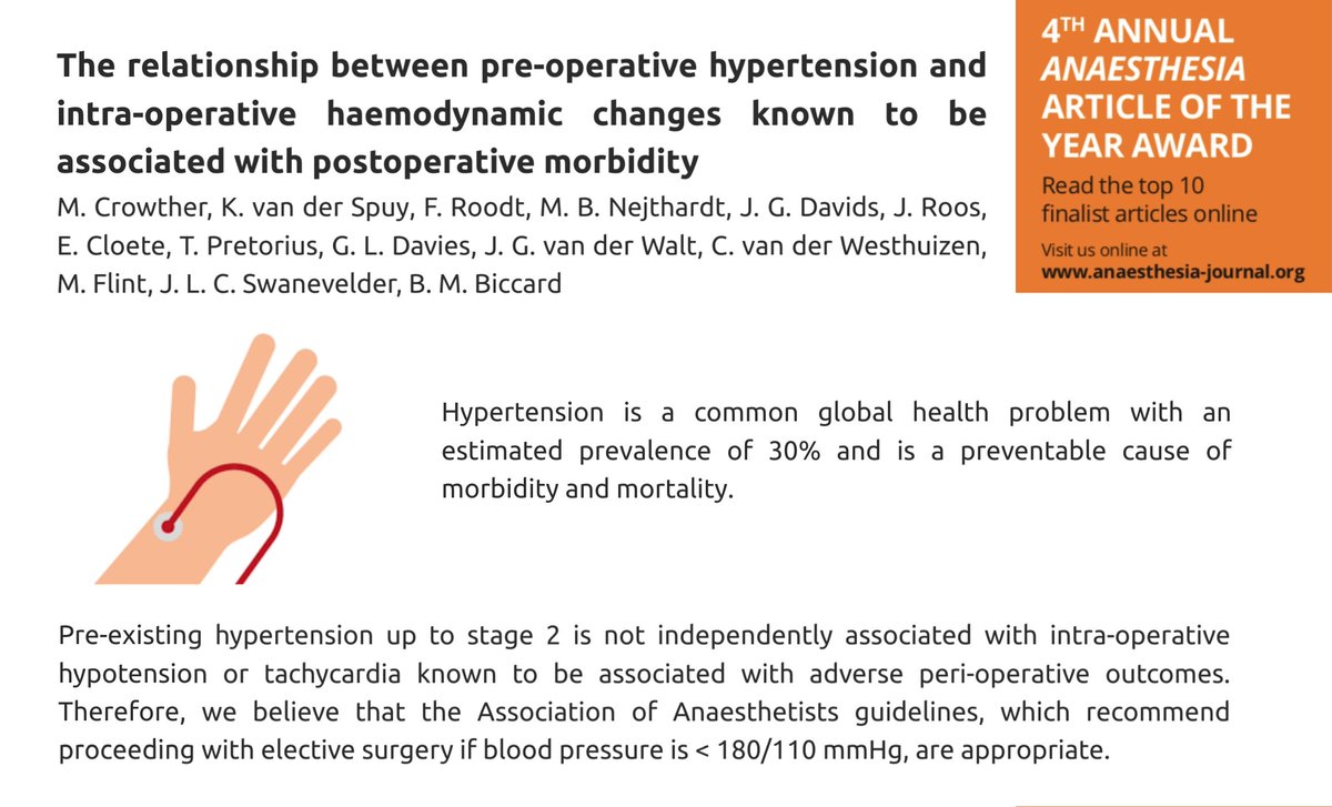 𝘈𝘯𝘢𝘦𝘴𝘵𝘩𝘦𝘴𝘪𝘢 1 The Relationship Between Pre Operative Hypertension And Intra Operative Haemodynamic Changes Known To Be Associated With Postoperative Morbidity Winner Of The 4th Annual Anaestop10 Acglasgow19 T Co