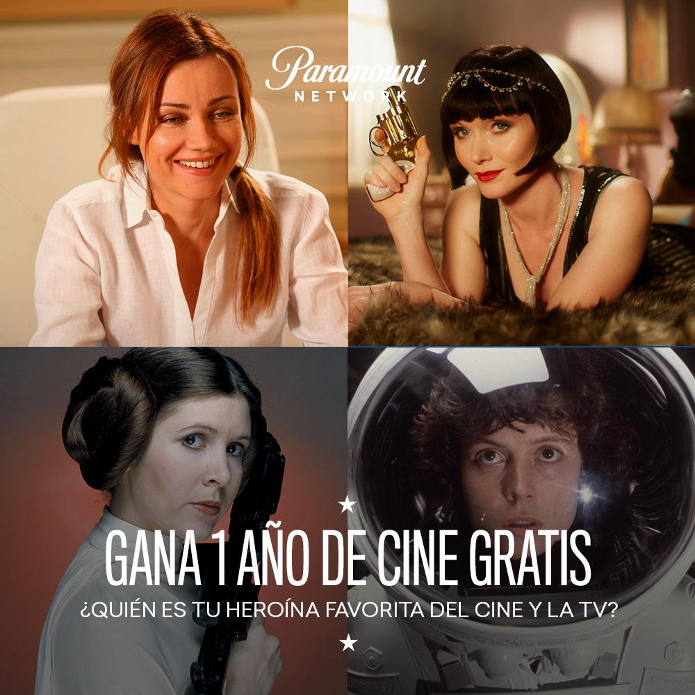 ParamountNetESP's tweet photo. 🎊 SORTEO DE 1 AÑO DE CINE GRATIS 🎊 Alice Nevers, Miss Fisher, Leia, Olivia Dunham, Ripley...El cine y la televisión están repletos de auténticas heroínas 💪 
1️⃣ RT
2️⃣ Dinos quién es tu favorita 
3️⃣ ¡Síguenos! https://t.co/k4v8cmoqVb