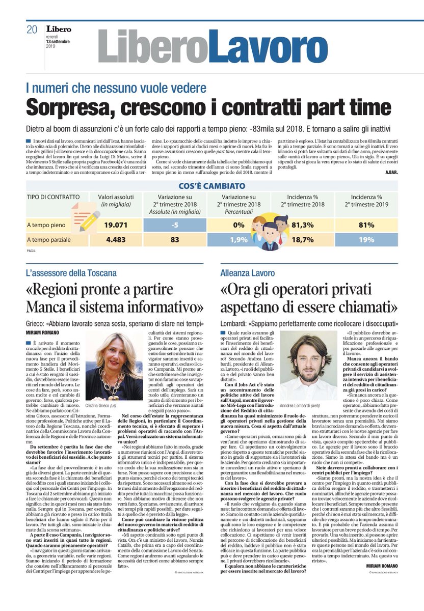 AlleanzaLavoro's tweet photo. Oggi su #Libero, @andrealombardi  interviene sul ruolo delle ApL e il rapporto con i Centri per l'impiego. "Sappiamo perfettamente come ricollocare i disoccupati"
#politicheattive #anpal #collocamento #centroimpiego #allenzalavoro #APL https://t.co/PaKHOVt5E6