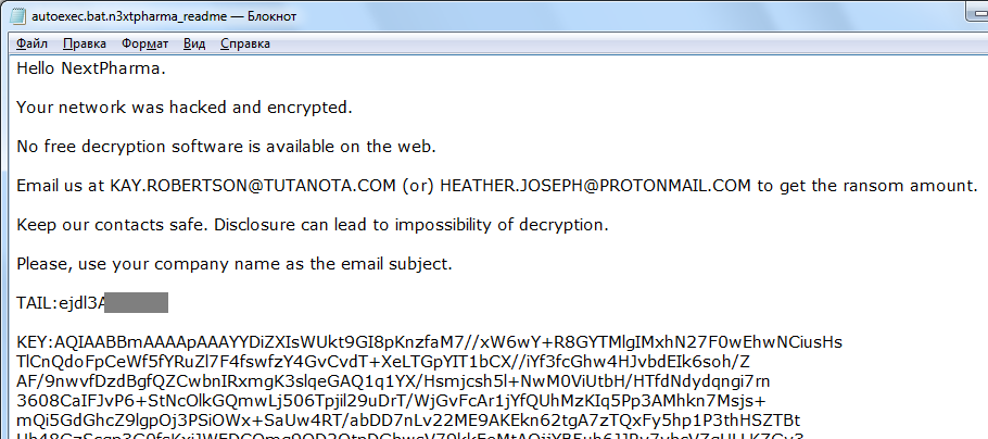 Amigo_A_'s tweet image. Update of #IEncrypt #Ransomware
id-ransomware.blogspot.com/2018/11/iencry…
Extension: .n3xtpharma
Note: original_filename.n3xtpharma_readme
Sample: autoexec.bat.n3xtpharma_readme
Email: KAY.ROBERTSON@TUTANOTA.COM, HEATHER.JOSEPH@PROTONMAIL.COM
Thanks to @Emm_ADC_Soft