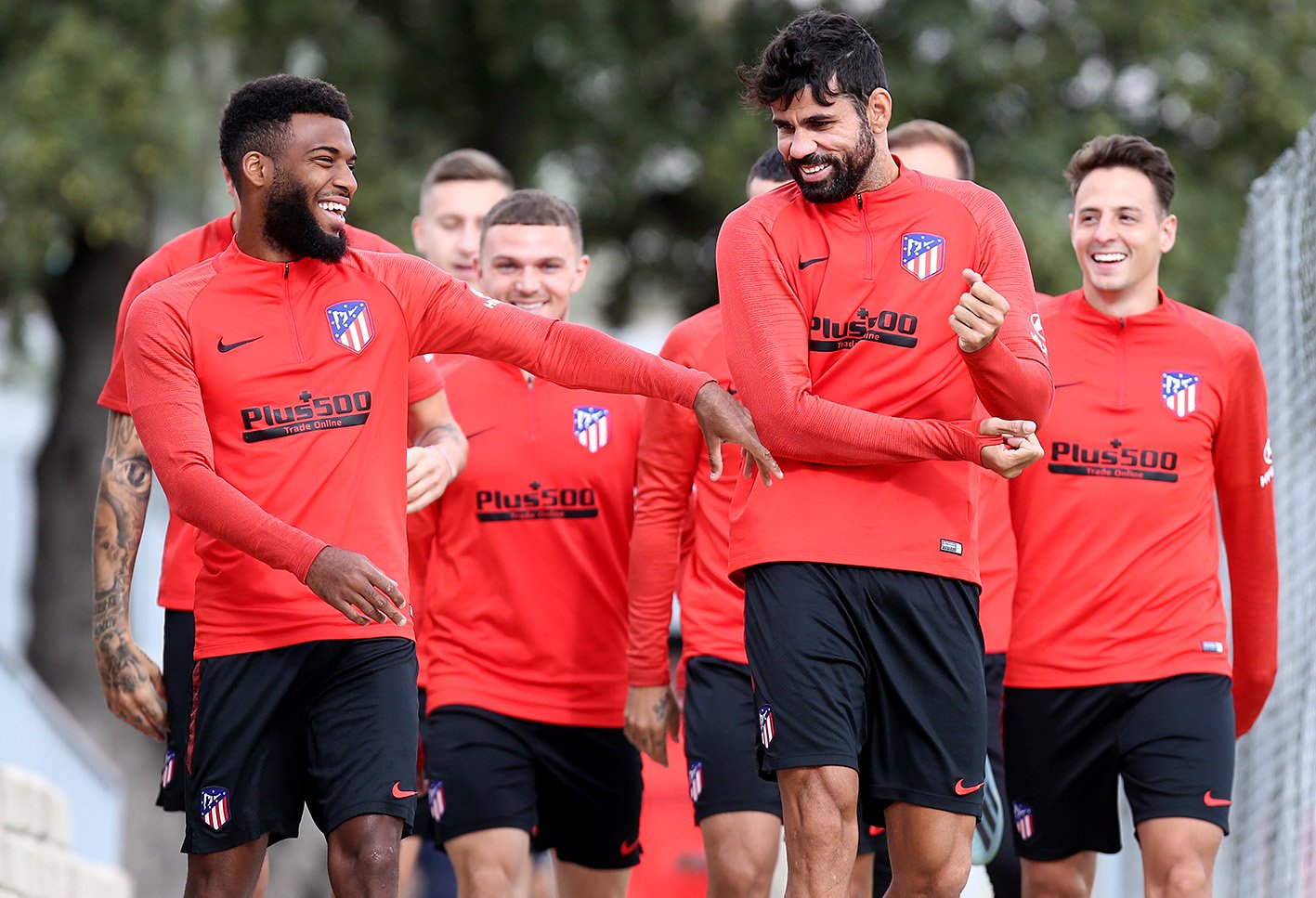 Lemar y Diego Costa, en la última sesión del Atlético de Madrid (Foto: ATM).