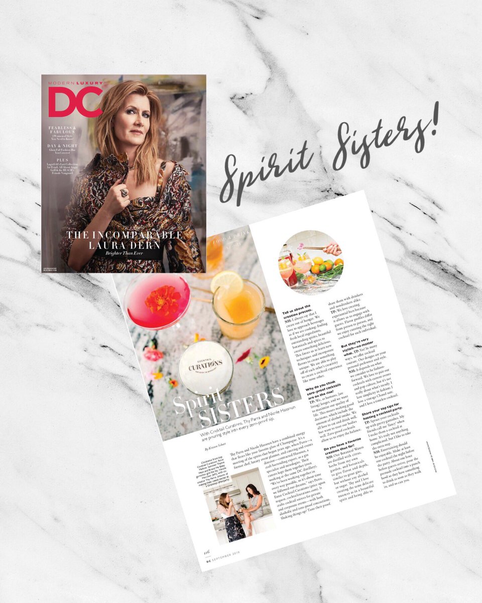#spiritsisters = <a href="/thyparra/">Thy Parra</a> + Nicole Hassoun. We couldn’t be more thrilled with this fun interview with Editor-in-Chief, Kristen Schott. Thank you <a href="/DCMagazineML/">DC magazine</a>!

📷 by the amazing <a href="/abbyjiu/">Abby Jiu</a>. 
#cocktailcurations #dcmagazine #modernluxury #cocktails #corporateevents #socialevents