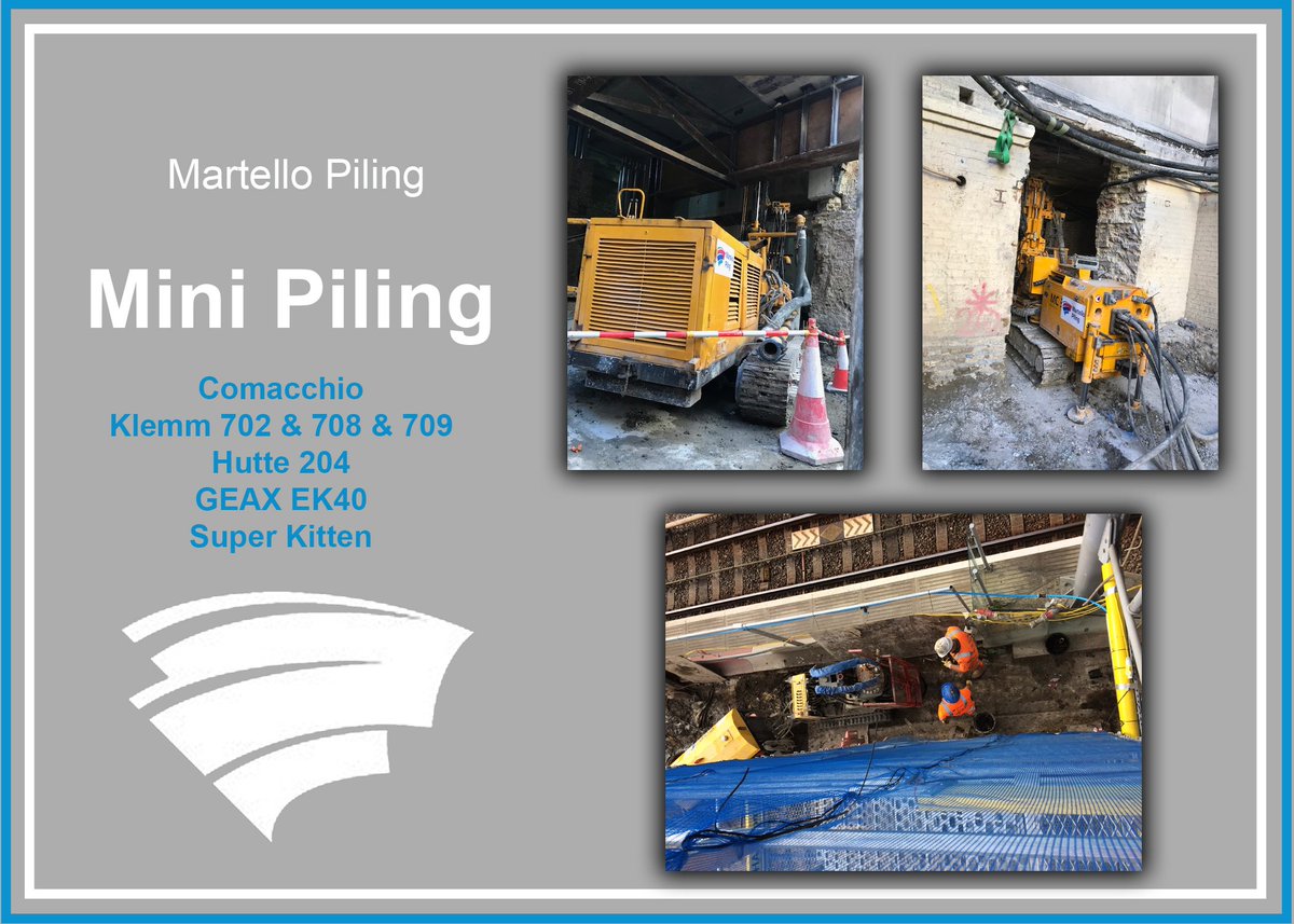MartelloPiling's tweet photo. Did you know Martello offer a Mini Piling service? Mini Piling is well suited to restricted access and low headroom projects. This solution is ideal for sites adjacent to existing buildings which may be sensitive to noise and vibration.
#minipiling #lowheadroom #restrictedaccess https://t.co/IfUnBXRCFg