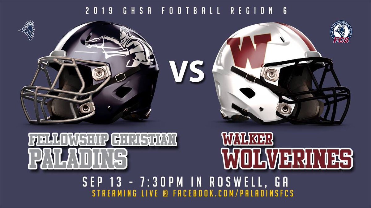 It’s Game Day Paladin Nation! <a href="/FellowshipCS/">Fellowship Christian School</a> travels to Walker for a subregion matchup tonight at 7:30 pm. The <a href="/fcs_fsquad/">Official F Squad</a> has deemed it “Neon Night” so come dressed brightly and cheer on our boys! Tailgate at 5:30 pm at Walker. #GoFCSPaladins #Bethe12thMan <a href="/FCS_Recruiting/">Paladins Recruiting</a>