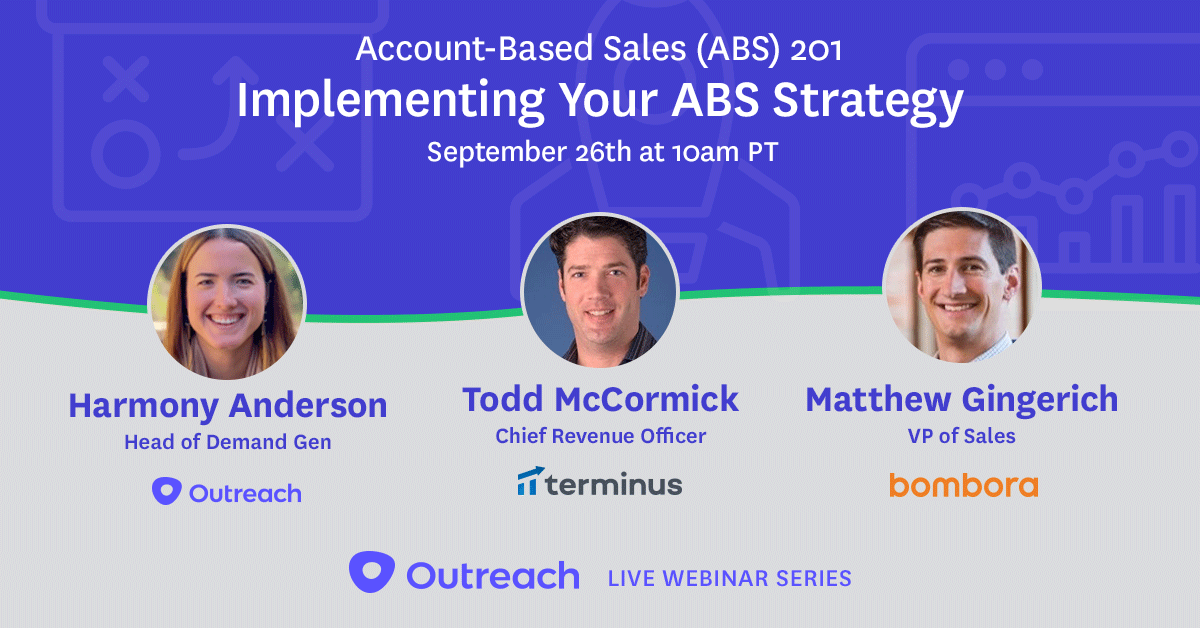 outreach_io's tweet photo. Register now for Part 2 of the popular #ABS webinar, Implementing Your ABS Strategy! https://t.co/VgjUXtw6Hz
#accountbasedsales #saleswebinar https://t.co/AiXuUveeMY
