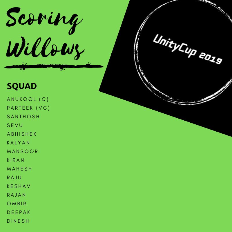 Unitycup2's tweet image. #ScoringWillows 🔥 Squad

#UnityCup2019
@ICC @CricketBelgium