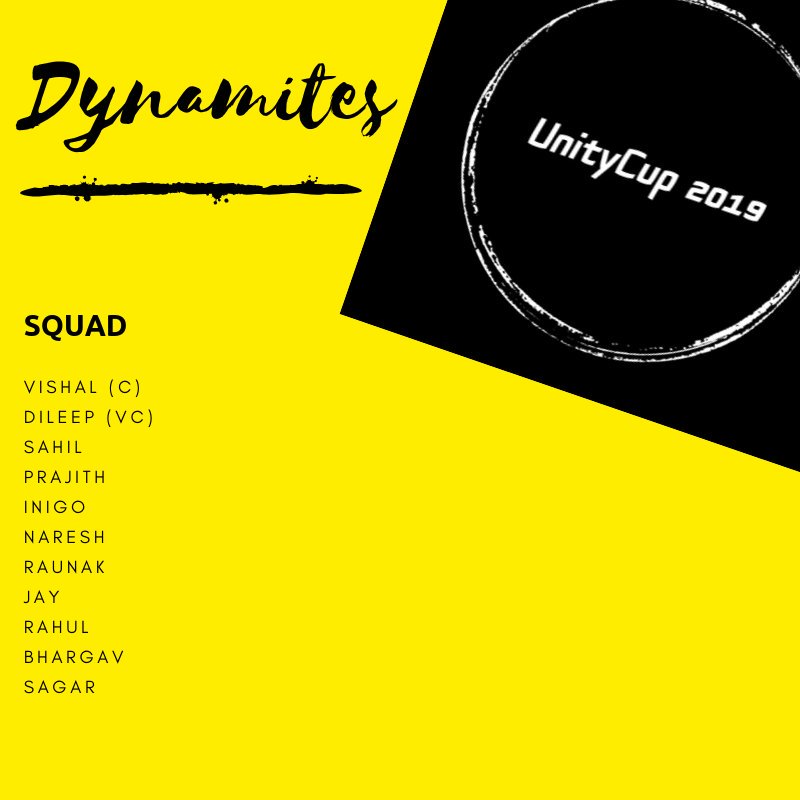 Unitycup2's tweet image. #Dyanmites 🔥 Squad

#UnityCup2019
@ICC @CricketBelgium