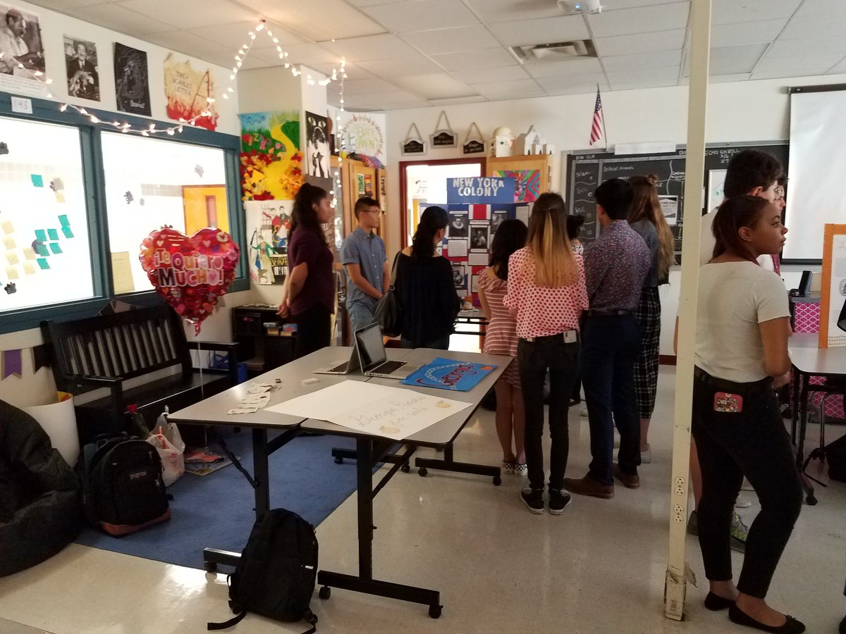 American Studies students presenting their colonies to parents.