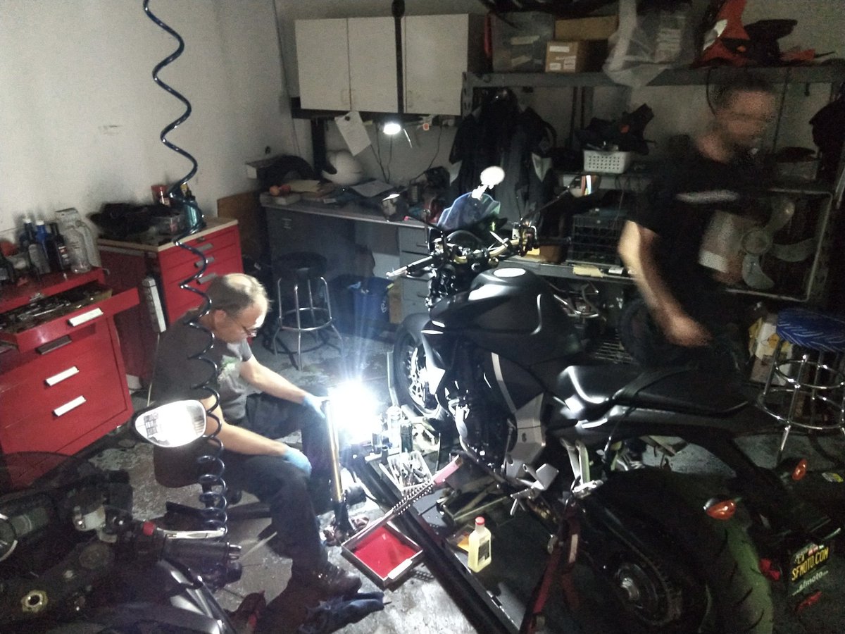 This is what it looks like at a motorcycle shop when the power is out...   #getitdone #gettingitdone #FullMoonFridaythe13th