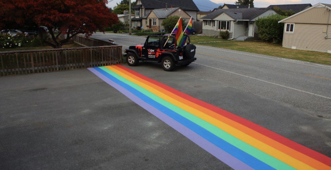 Family paints a rainbow crosswalk in front of their own home after #Chilliwack council's rejection ow.ly/DF1t50w8KjP