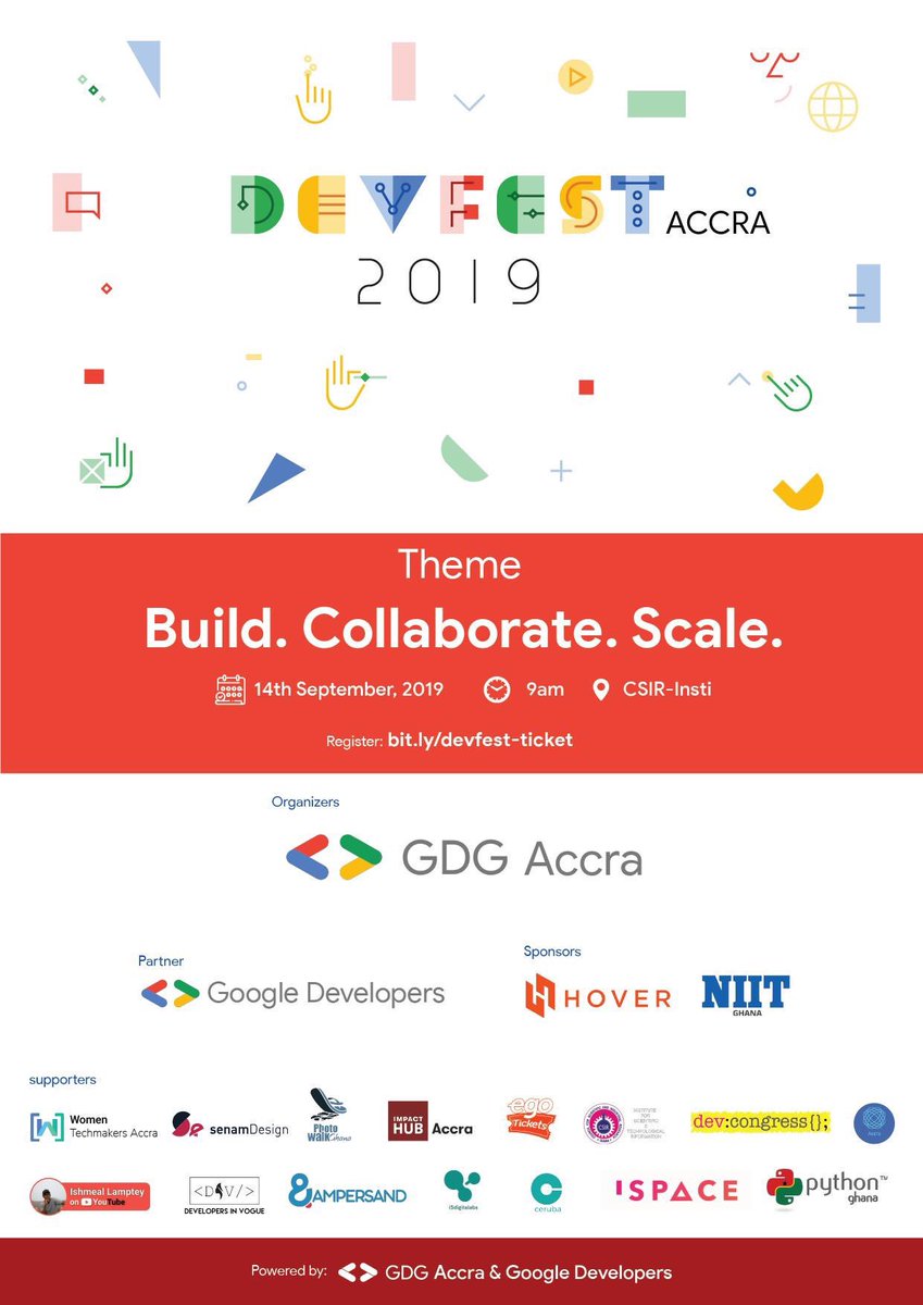 DevCongress's tweet photo. Don't miss #DevFestAccra happening tomorrow at CSIR-Institute, starting at 9am.

Register: https://t.co/JlIRrUwPcs

Build. Collaborate. Scale. https://t.co/UtJh52Lij6