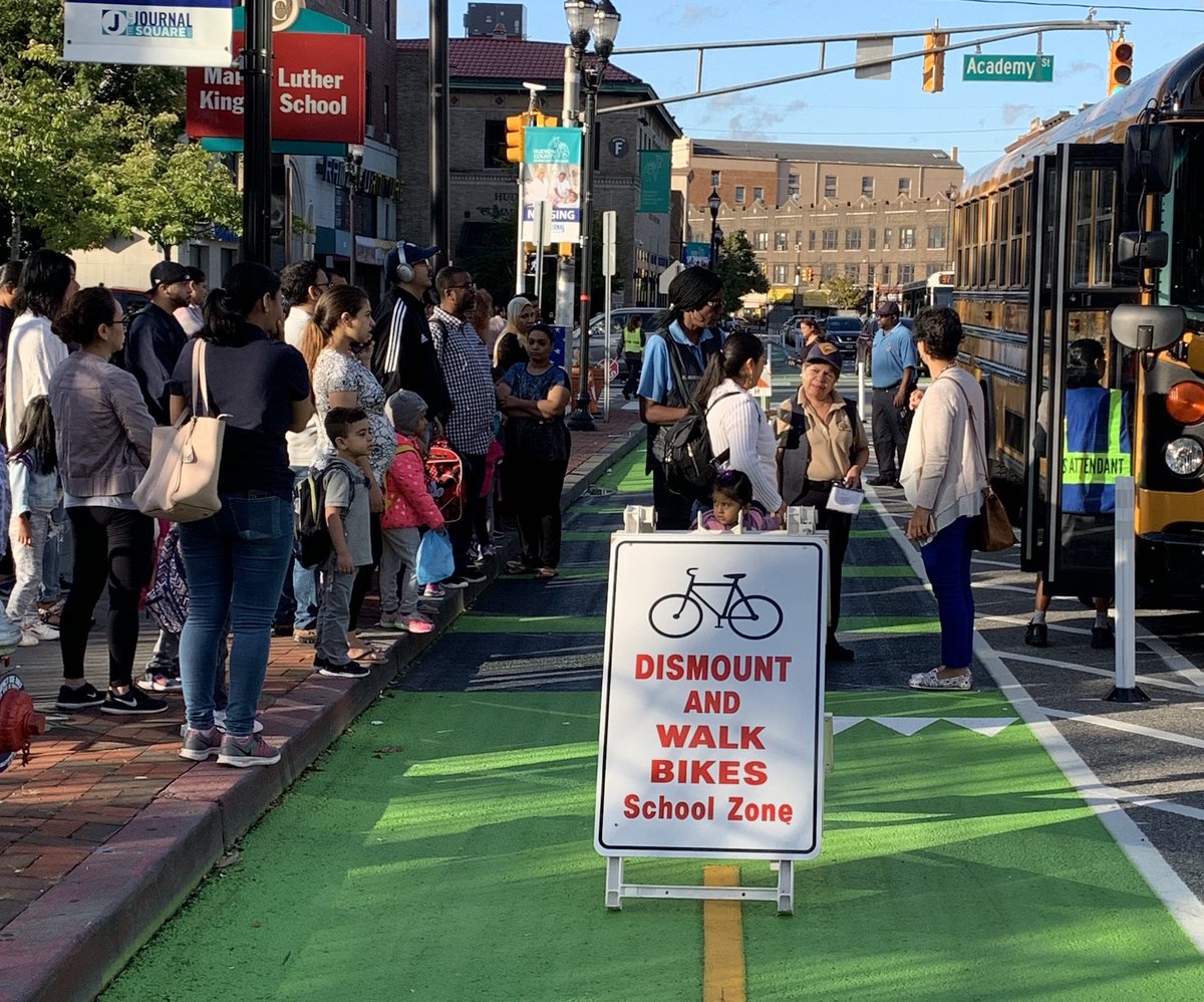 paddymyke's tweet photo. Day 5 Morning Protected Bikelane ride. Walking through the parents and kids @ MLK School was easier today. Could there have been some better instructions? Education is key. Others enjoying their rides. @bikejc @kevinaskevin @MikeLydon @StevenFulop @VisionZeroJC https://t.co/OCrPcQ5uDx