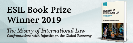 Huge congratulations to @JohnLinarelli <a href="/Margot_Salomon/">Margot Salomon</a> and Muthucumaraswamy Sornarajah on winning the 2019 ESIL Book Prize for 'The Misery of International Law' <a href="/esil_sedi/">ESIL-SEDI</a> bit.ly/309Upu0