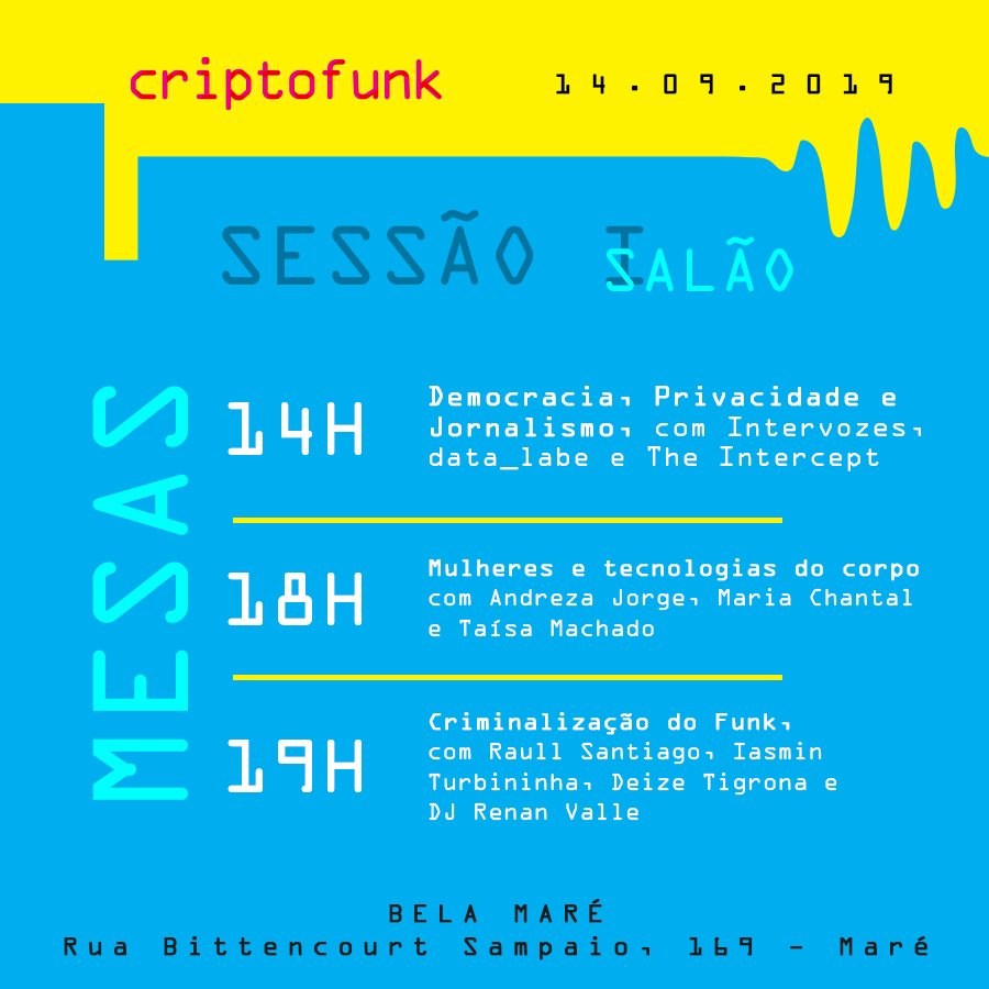 criptofunk's tweet photo. É AMANHÃ!

Se liga na programação completa da #CriptoFunk2019! https://t.co/a21GF1Ez3x