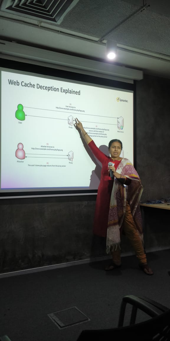 AnitaBorg_India's tweet image. Muthu Karpagam from #Symantec sheds light on ways of securing web applications thus being aware and preventing the new web attack vector - Web Cache Deception. #WomenIntech #WebCacheDeception