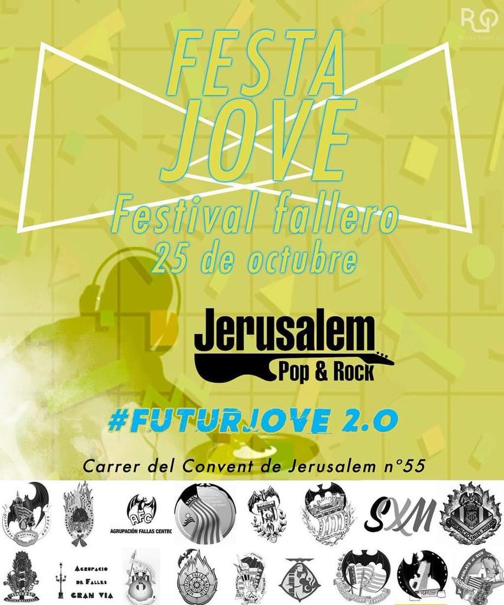 fallajcca's tweet photo. El próximo 25 de Octubre retomamos la #germanorfallera con una pedazo de fiesta en Jerusalem Rock (entradas disponibles en cada Casal) @fallasgranvia #Falles2020 https://t.co/fV7i78Gyjz